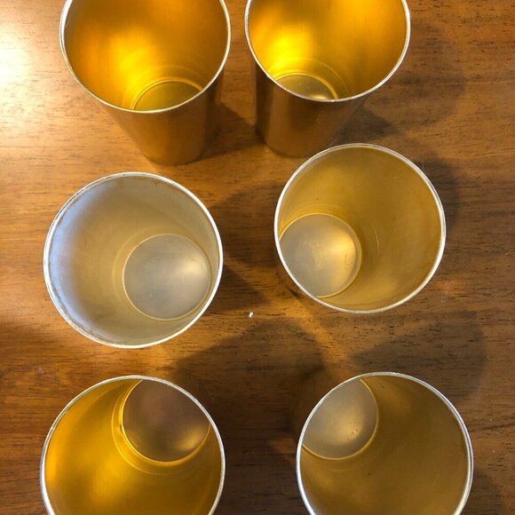 Vintage Retro Set of 6 gold BASCAL aluminum cups - Picture 3 of 5